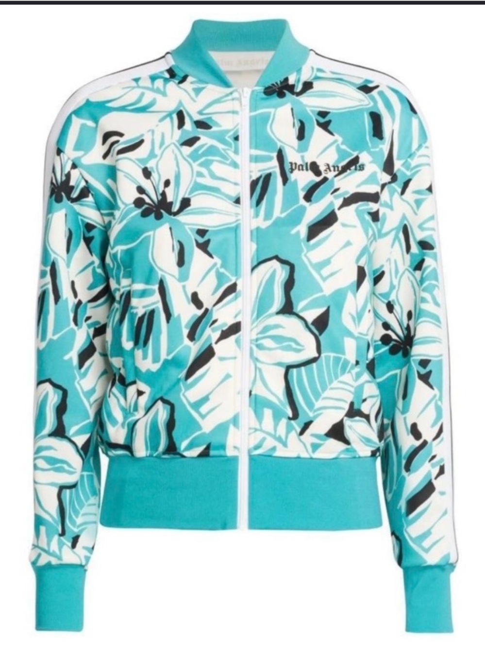 Palm Angels Turquoise Floral Bomber Jacket
